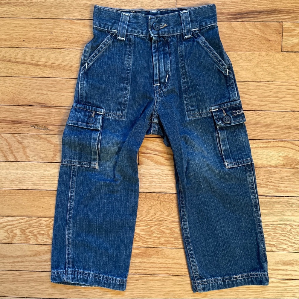 Vintage LUCKY BRAND Girls/ Boys 3T blue denim jeans cargo pockets
